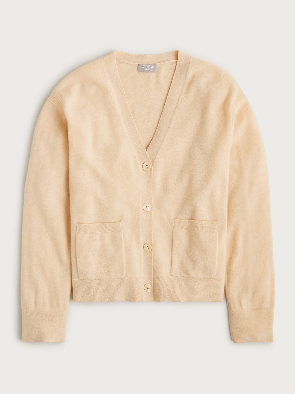 J. Crew Cream V-Neck Button Cashmere Cardigan